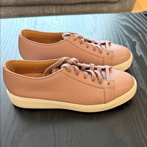 Santoni Women's Leather Sneakers in Blush Pink with Cream Sole GENTLY USED